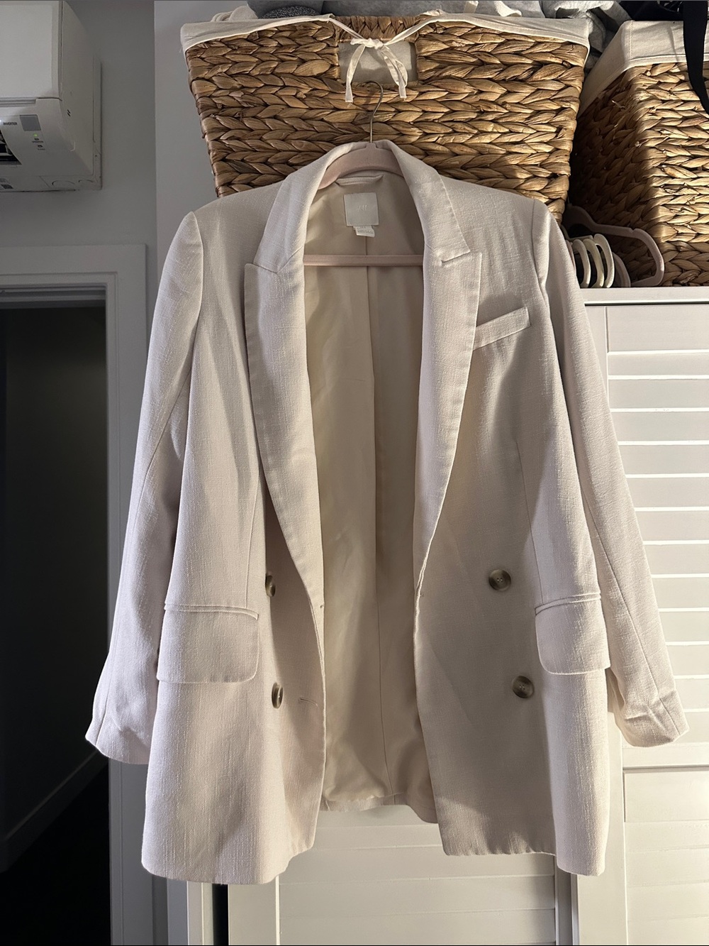 H&M Cream Double-Breasted Women's Blazer